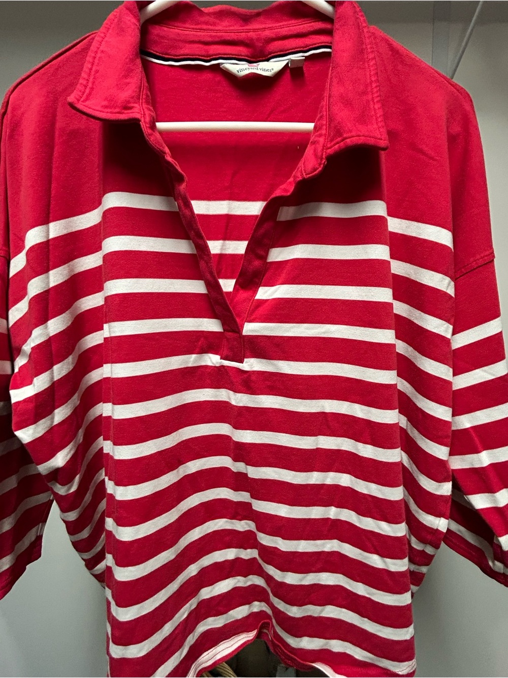 Vineyard Vines Red and White Striped Rugby Shirt
